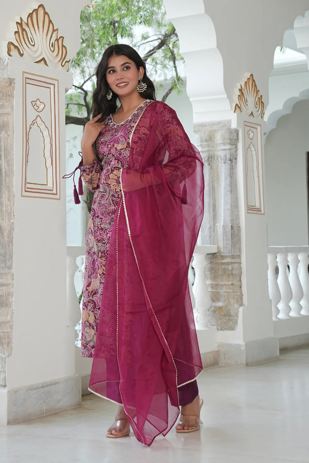 Hand Work Purple 3pcs Kurti