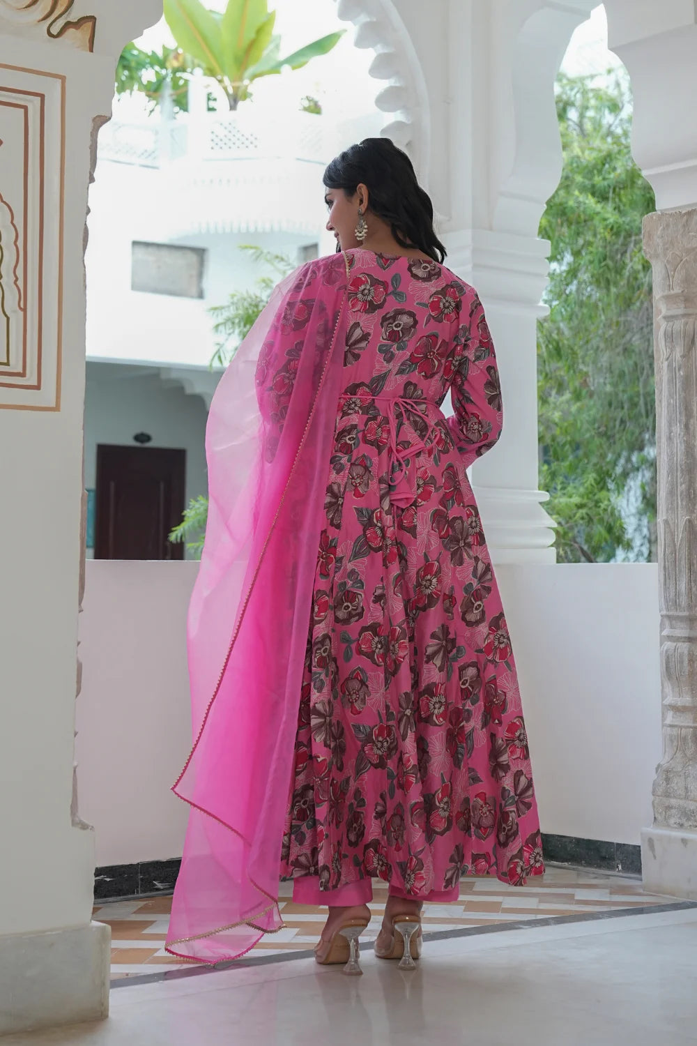 Vartican Moti Anarkali Pink