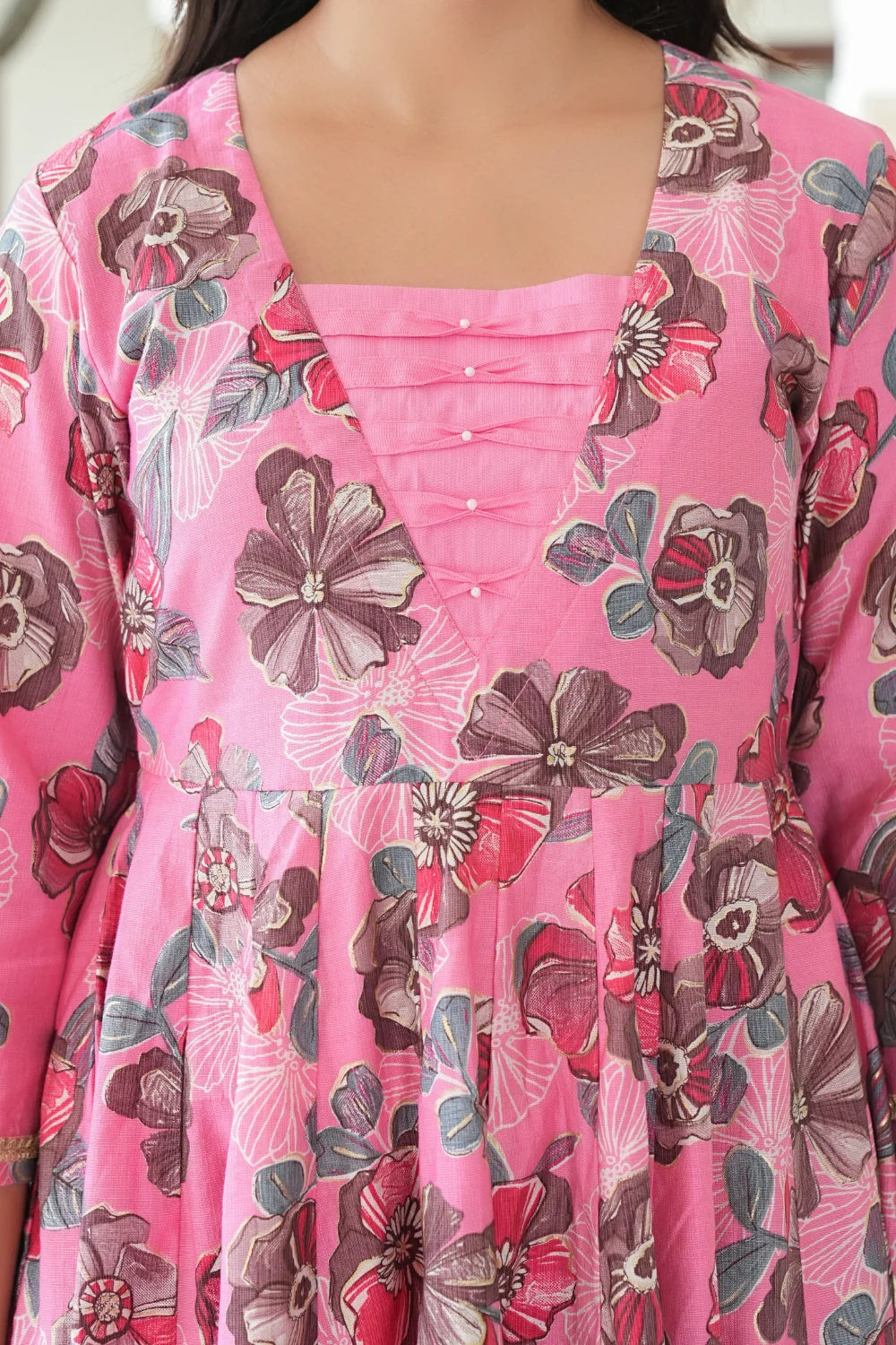 Vartican Moti Anarkali Pink