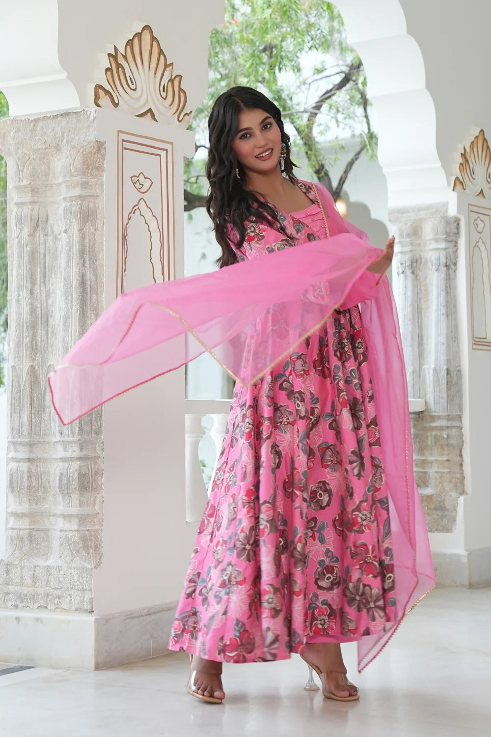 Vartican Moti Anarkali Pink