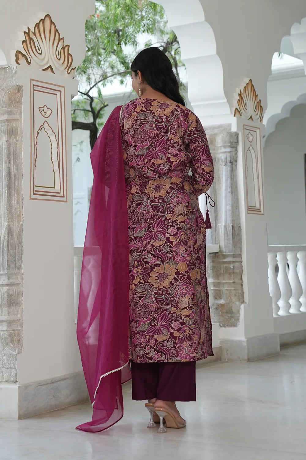 Hand Work Purple 3pcs Kurti