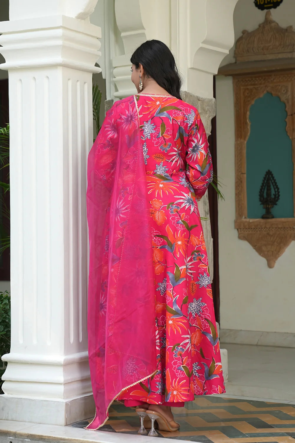 Vartican Bandhgala Anarkali Pink