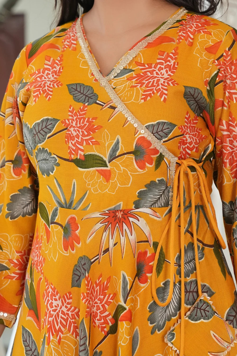 Vartican Bandhgala Anarkali Yellow