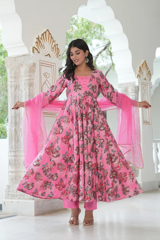 Vartican Moti Anarkali Pink